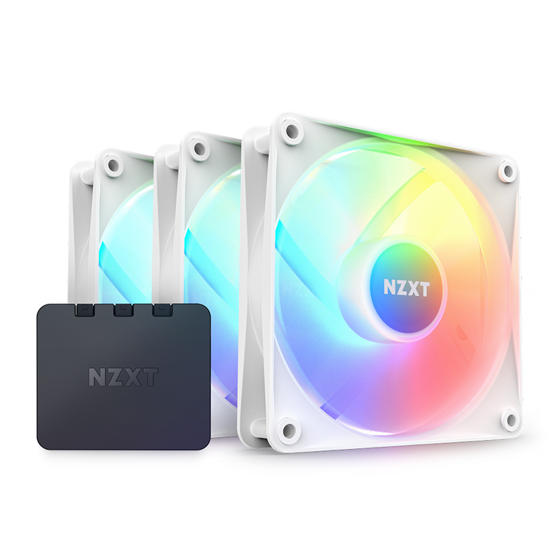 NZXT F120 RGB CORE WHITE TRIPLE PACK FAN WITH CONTROLLER